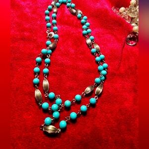 Sara cov turquoise and silver beaded strand